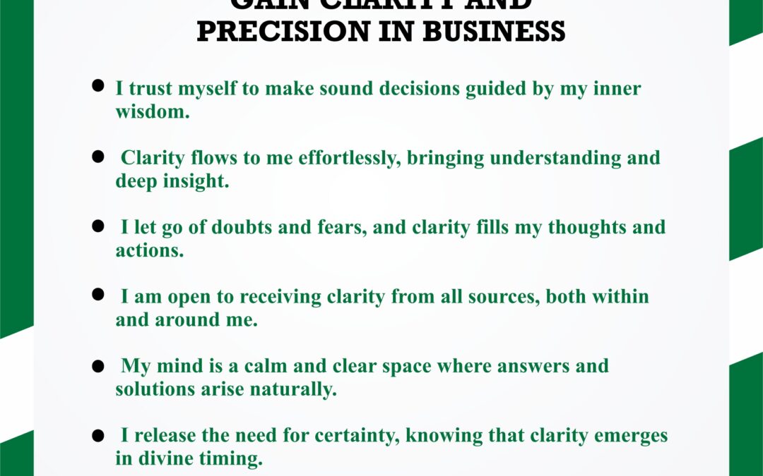 5 Affirmation to help you gain clarity and Precision in business